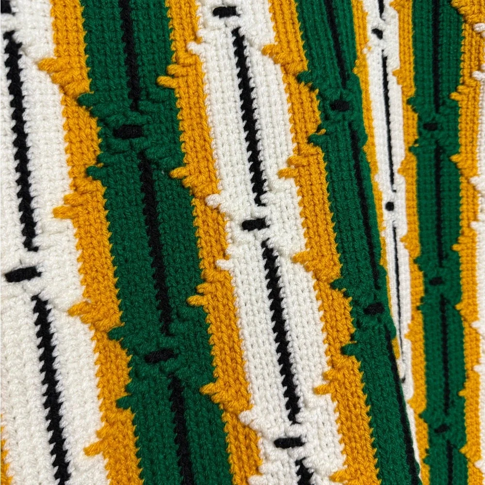 Vtg Handmade‎ Crochet Fringe Afghan Throw Western Aztec 1970s 1960s Retro MCM
